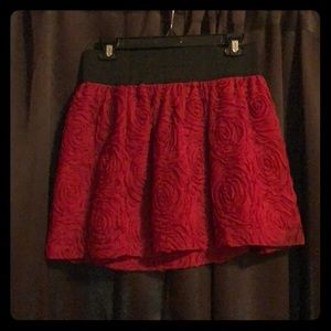 High waisted red skirt